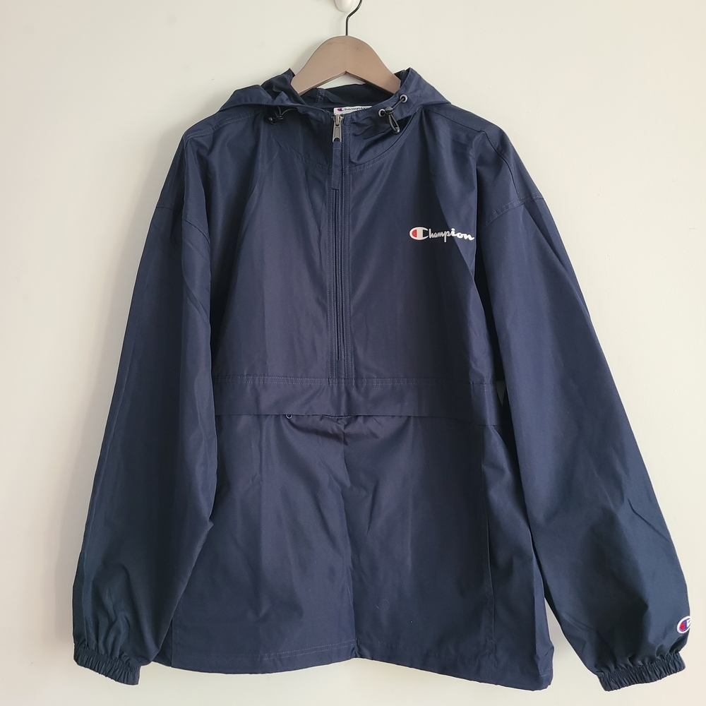Champion Men Navy Windbreaker Jacket Size XL